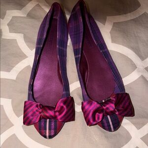 Coach Purple Plaid Bow Pointed Toe Flats poppy collection vintage rare